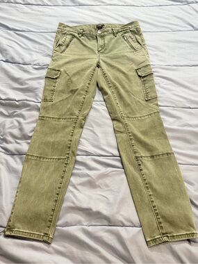 LOFT Olive Green Cargo Skinny Pants with Zipper Details, Size 4